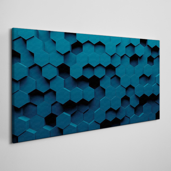 Geometric hexagons in shades of blue Canvas print