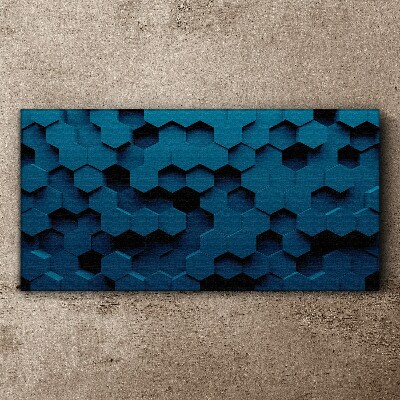 Geometric hexagons in shades of blue Canvas print