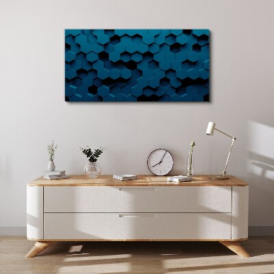 Geometric hexagons in shades of blue Canvas print