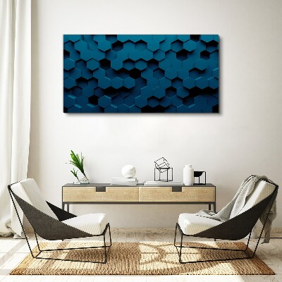 Geometric hexagons in shades of blue Canvas print