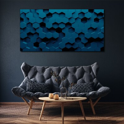 Geometric hexagons in shades of blue Canvas print