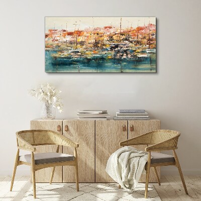 Port landscapes in pastel colors Canvas Wall art