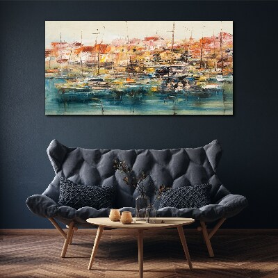 Abstraction port ships boats Canvas Wall art