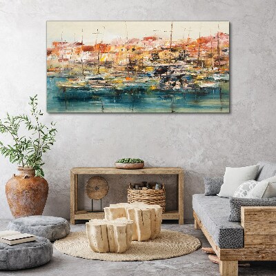 Port landscapes in pastel colors Canvas Wall art