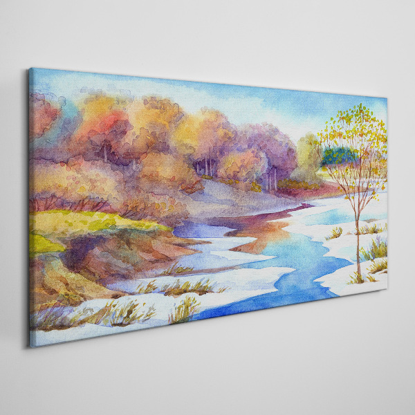 Spring landscape by the river Canvas print