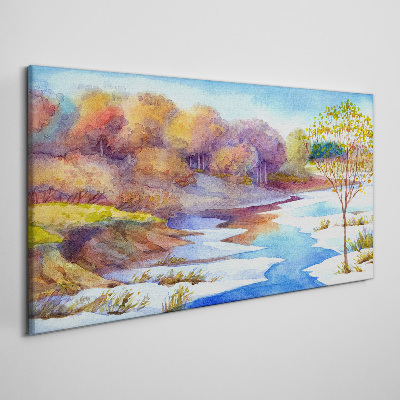 Spring landscape by the river Canvas print