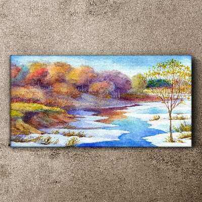 Spring landscape by the river Canvas print