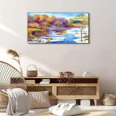Spring landscape by the river Canvas print