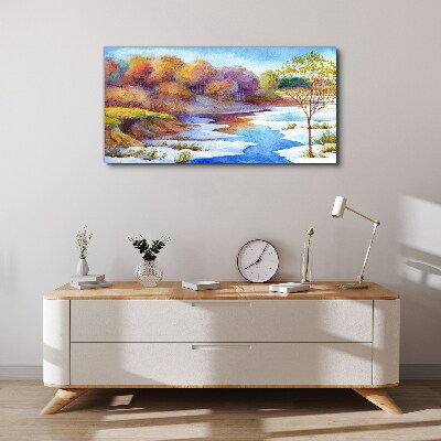Spring landscape by the river Canvas print