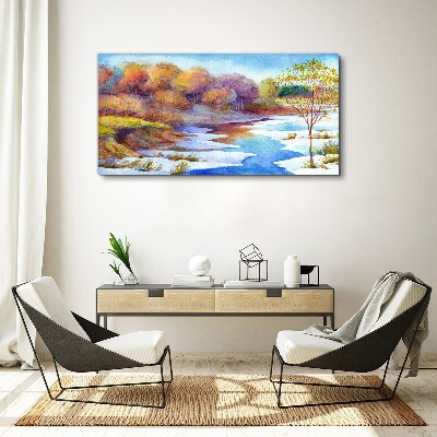 Spring landscape by the river Canvas print