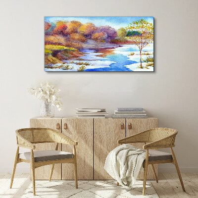 Spring landscape by the river Canvas print