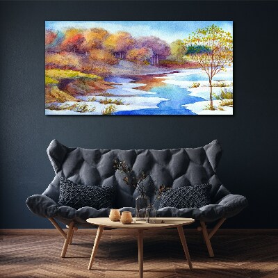 Spring landscape by the river Canvas print