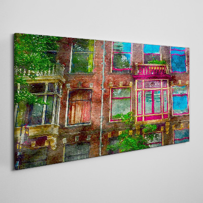The colorful facades of Amsterdam's tenement houses Canvas print