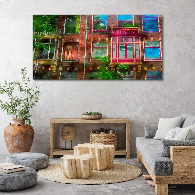 The colorful facades of Amsterdam's tenement houses Canvas print