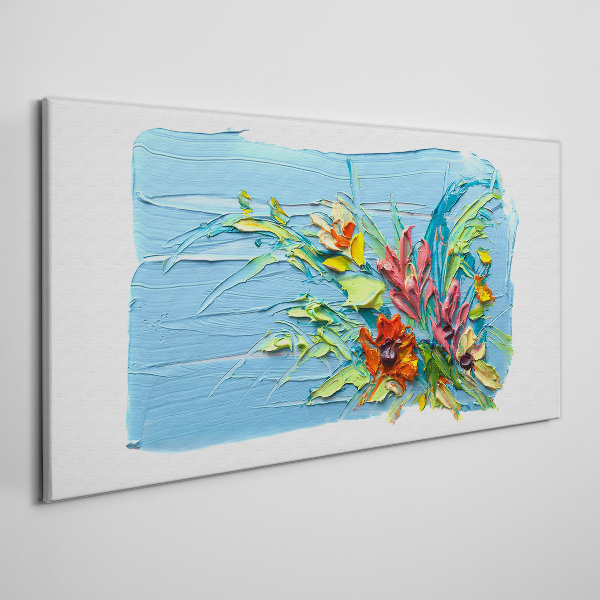 Flowers on a blue background Canvas print