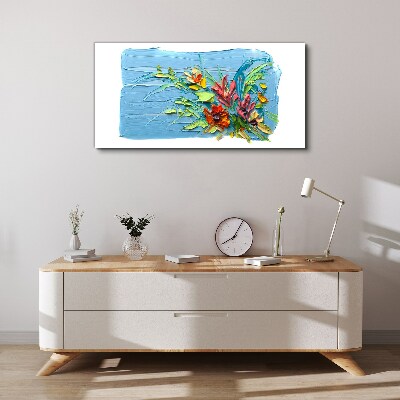 Flowers on a blue background Canvas print