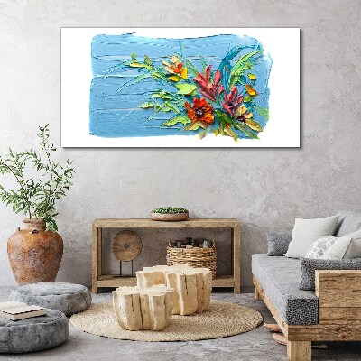 Flowers on a blue background Canvas print