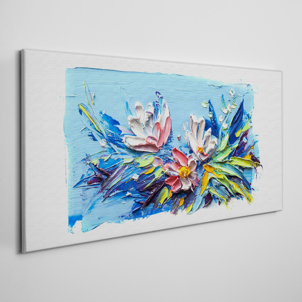 Floral landscape in shades of blue Canvas print