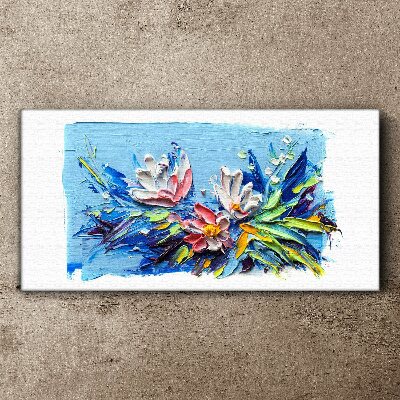Floral landscape in shades of blue Canvas print