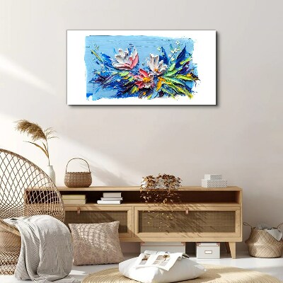 Floral landscape in shades of blue Canvas print