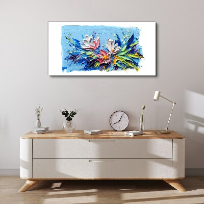 Floral landscape in shades of blue Canvas print