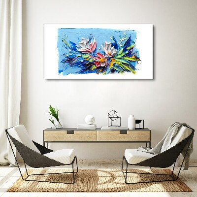 Floral landscape in shades of blue Canvas print