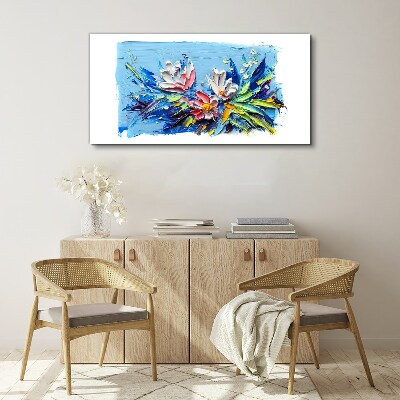 Floral landscape in shades of blue Canvas print