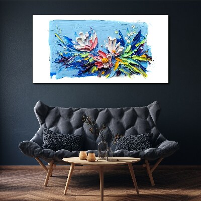Floral landscape in shades of blue Canvas print