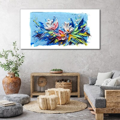 Floral landscape in shades of blue Canvas print