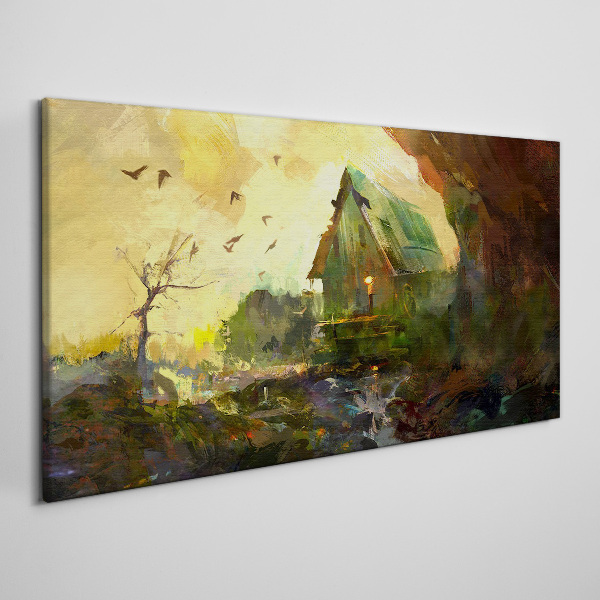 Winter landscape with a house Canvas print