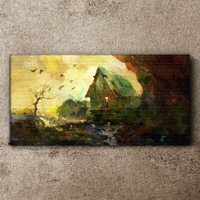 Winter landscape with a house Canvas print