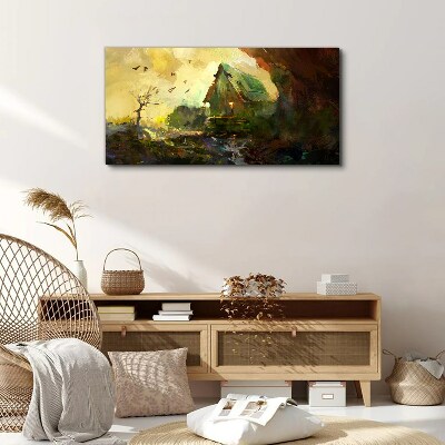 Winter landscape with a house Canvas print