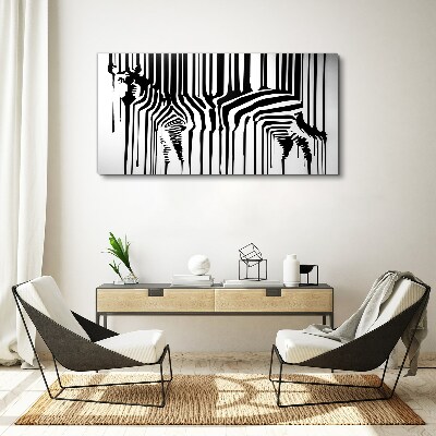 Distorted faces in black and white Canvas print