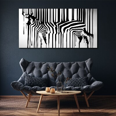 Distorted faces in black and white Canvas print
