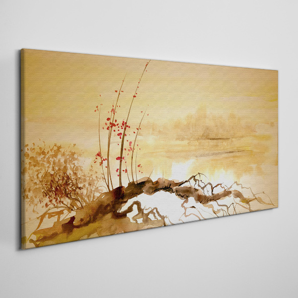 Golden shades on the water's edge Canvas Wall art