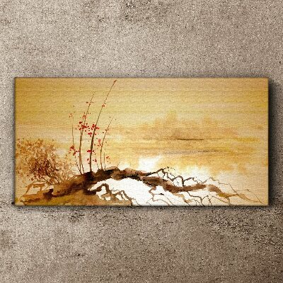 Golden shades on the water's edge Canvas Wall art