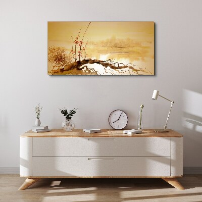 Golden shades on the water's edge Canvas Wall art
