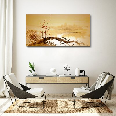 Golden shades on the water's edge Canvas Wall art