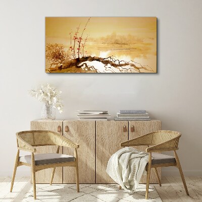Golden shades on the water's edge Canvas Wall art