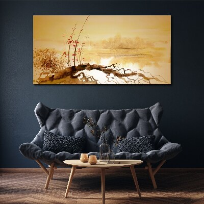 Golden shades on the water's edge Canvas Wall art