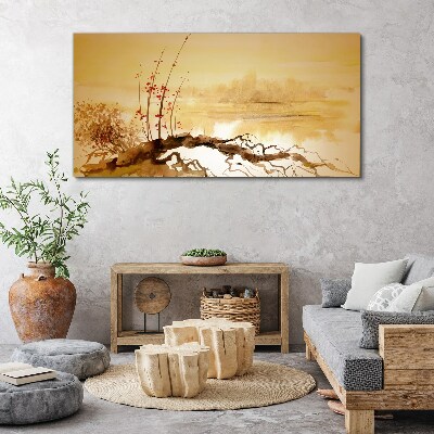 Golden shades on the water's edge Canvas Wall art