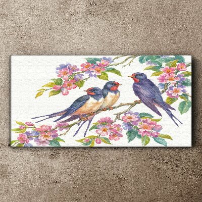 Birds in the flowering branches Canvas Wall art