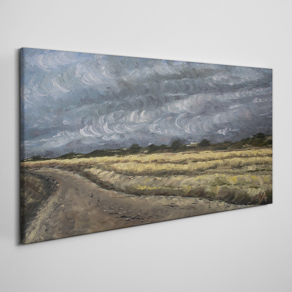 Stormy sky over a country road Canvas print