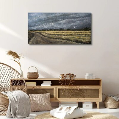 Stormy sky over a country road Canvas print