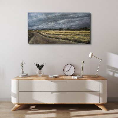 Stormy sky over a country road Canvas print
