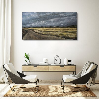 Stormy sky over a country road Canvas print