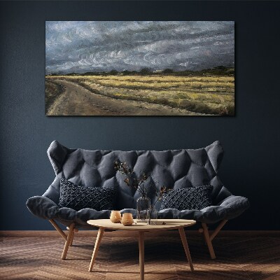 Stormy sky over a country road Canvas print