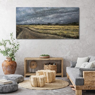Stormy sky over a country road Canvas print