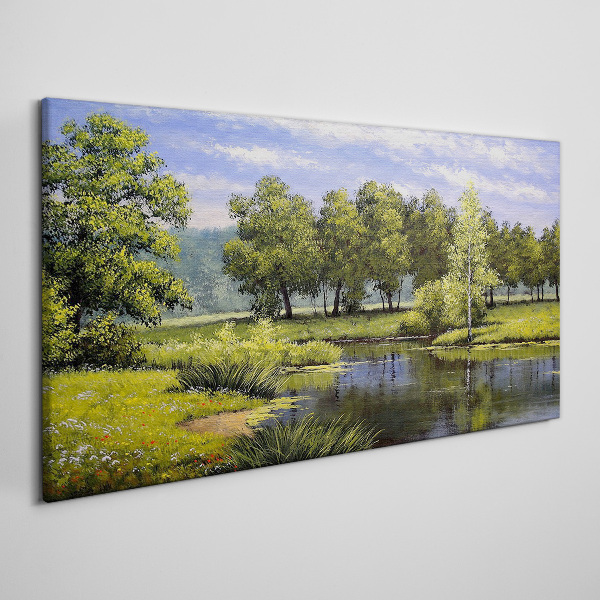 A peaceful landscape by the river Canvas print