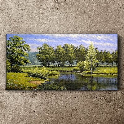 A peaceful landscape by the river Canvas print